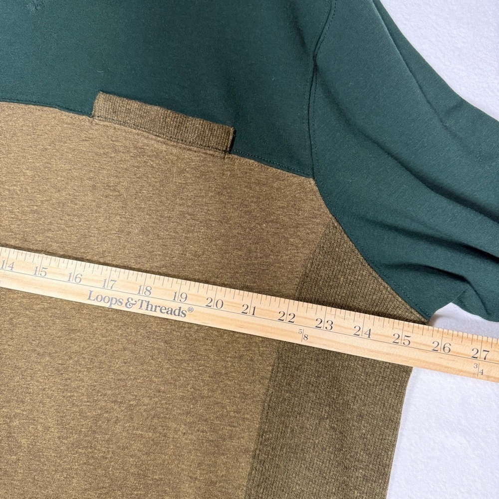 LL Bean Men Slightly Fitted Colorblock Crewneck Sweatshirt Green Brown XL 509939 - Picture 5 of 8